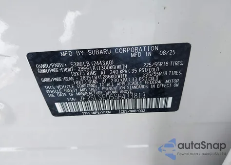 2025 Subaru Forester Premium Hybrid from USA, damaged, VIN JF2SLSED5SH433813